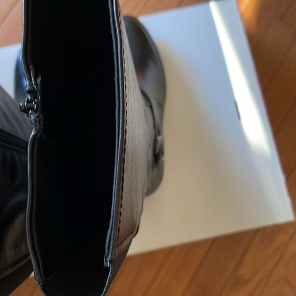 Baretraps Stratford Black Leather Wide Calf Knee-High Riding  Boots - Picture 10 of 12